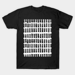 Black and White Grid, Brush Strokes T-Shirt